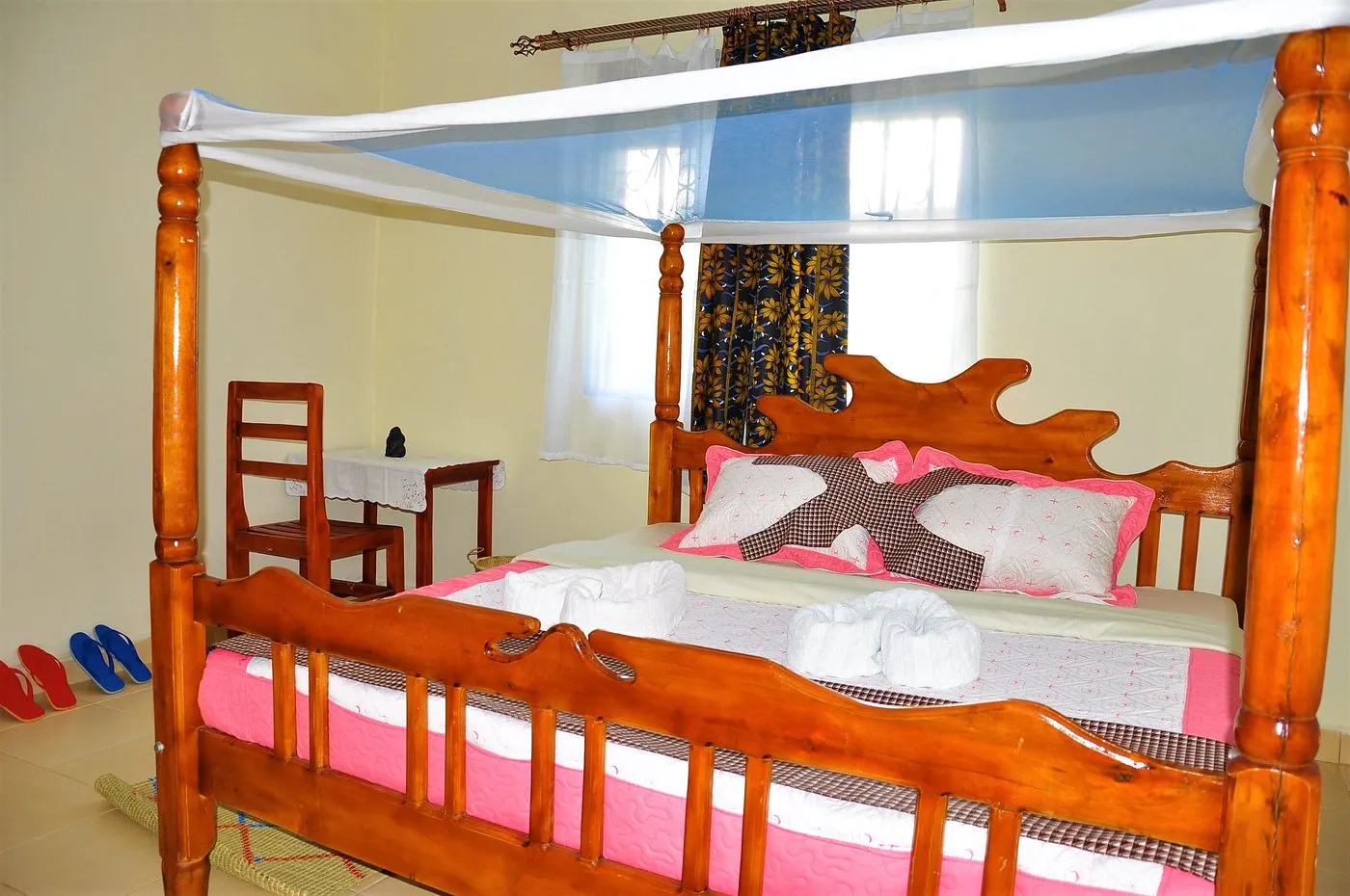Cozy guest room with bed and natural light