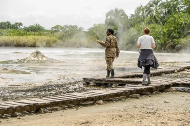 Guests taking a nature walk in semuliki