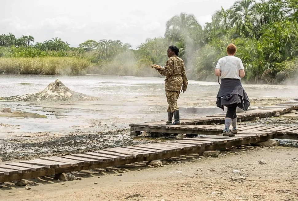 Guests taking a nature walk in semuliki