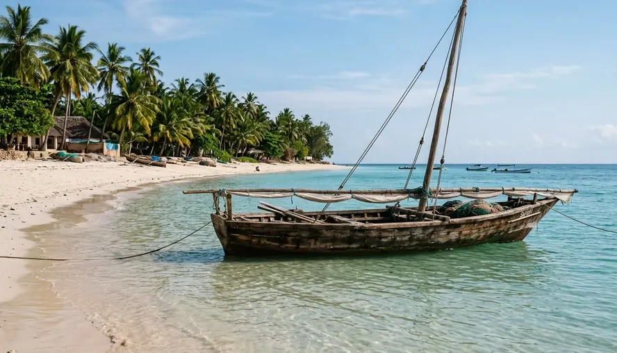 A boat on the coast in Zanzibar